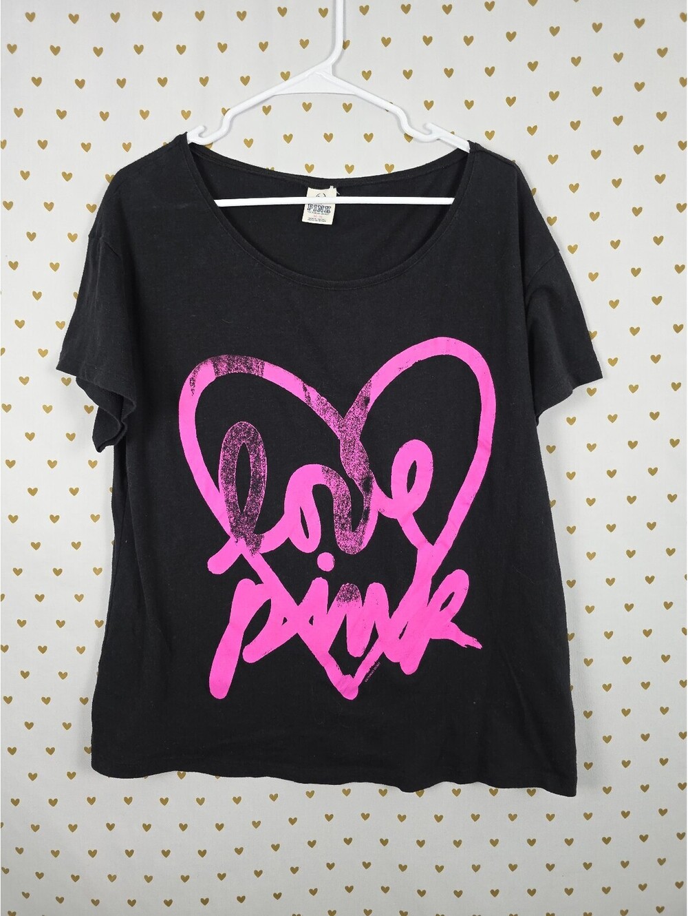 Victorias Secret PINK Vintage LOVE Oversized Y2k Tee shirt black Medium
